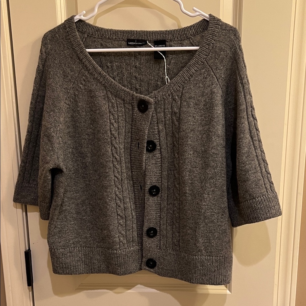 WINTER CLEARANCE LAMBS WOOL  Moda Charcoal Button-Up Cardigan Xl